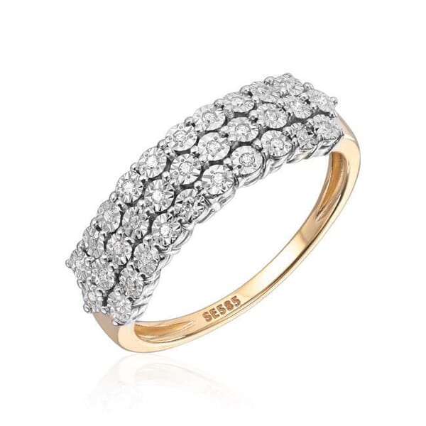 Diamantring i 14kt gult gull med 0,10 ct W-Si - 57336